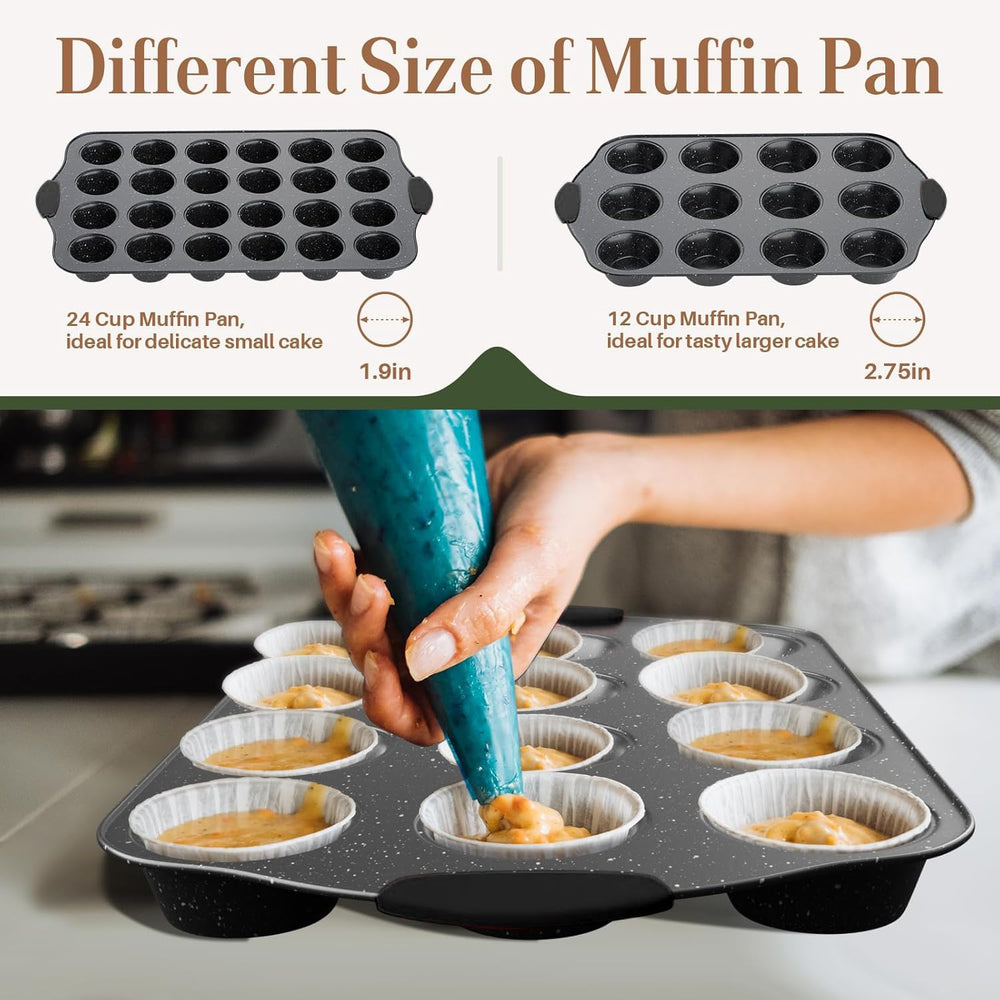 Slow Slog moules à muffins en usage avec cupcakes sortant propres et réguliers