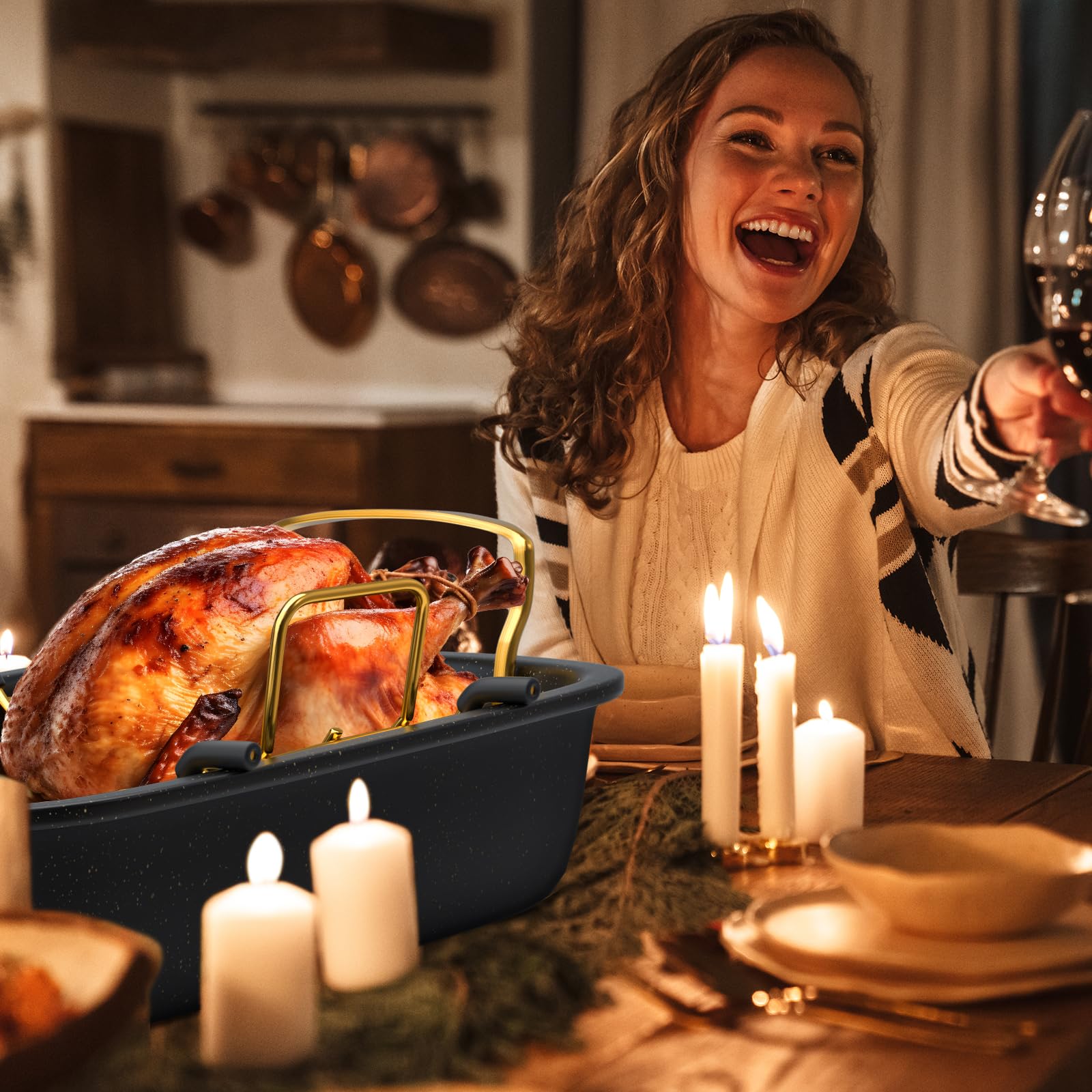 Slow Slog mise en scène festive, rôtissoire prête pour repas