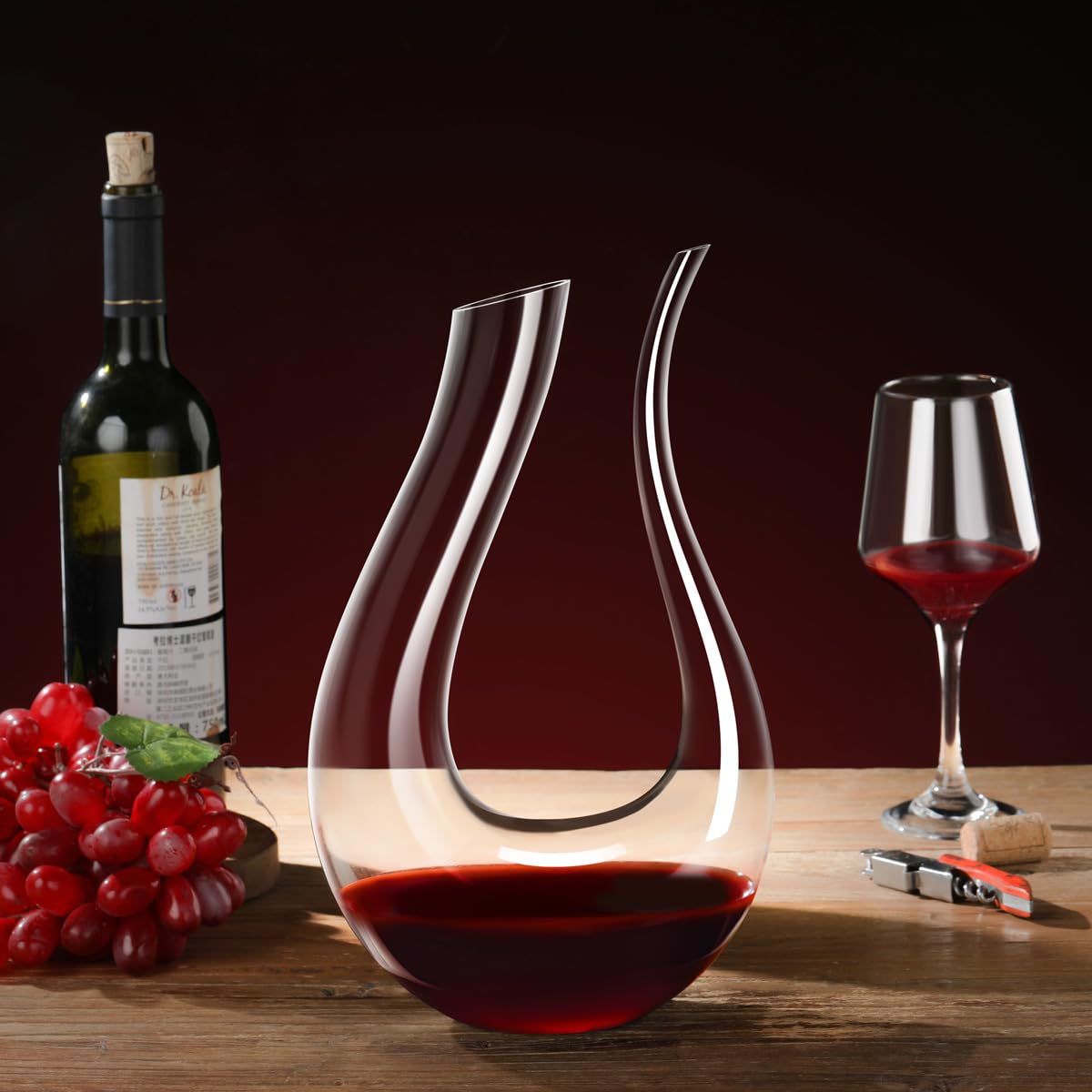 Smaier carafe détail du verre soufflé sans plomb montrant la clarté bénéfice pureté visuelle