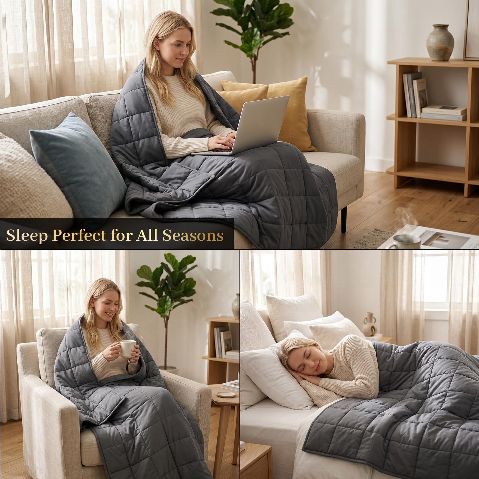Smart Queen couverture en usage sur lit pour nuit plus stable