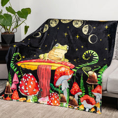 Smilelife plaid face avant motif grenouille et champignon apporte charme décoratif