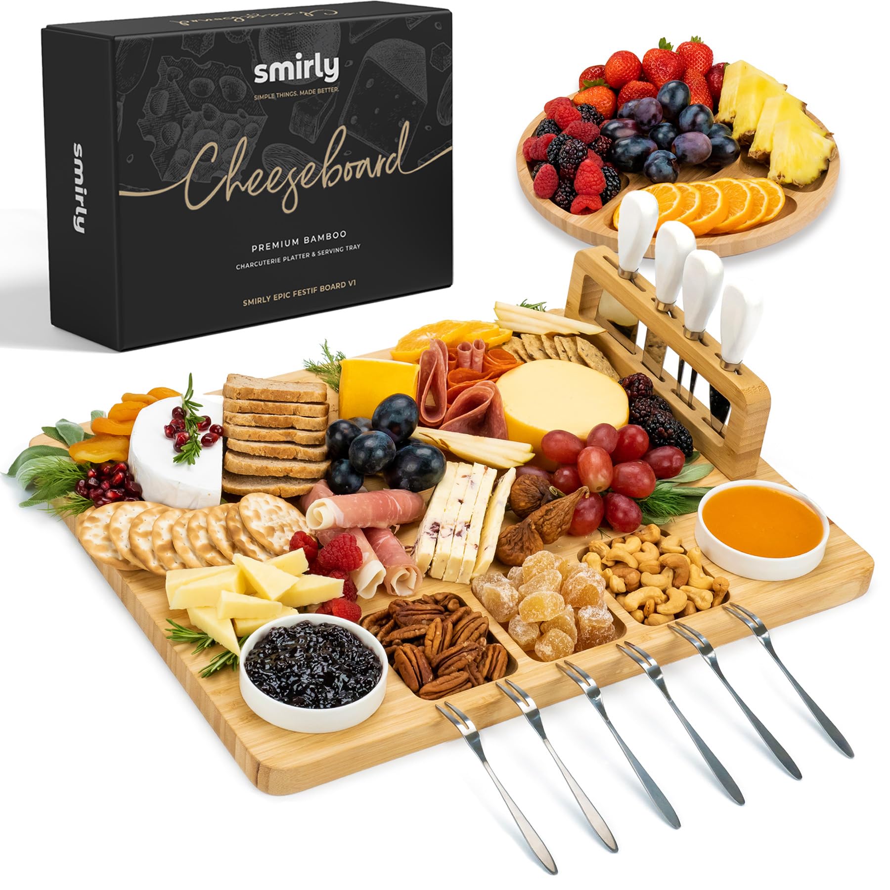 SMIRLY planche rectangulaire en bambou montrant grande surface utile