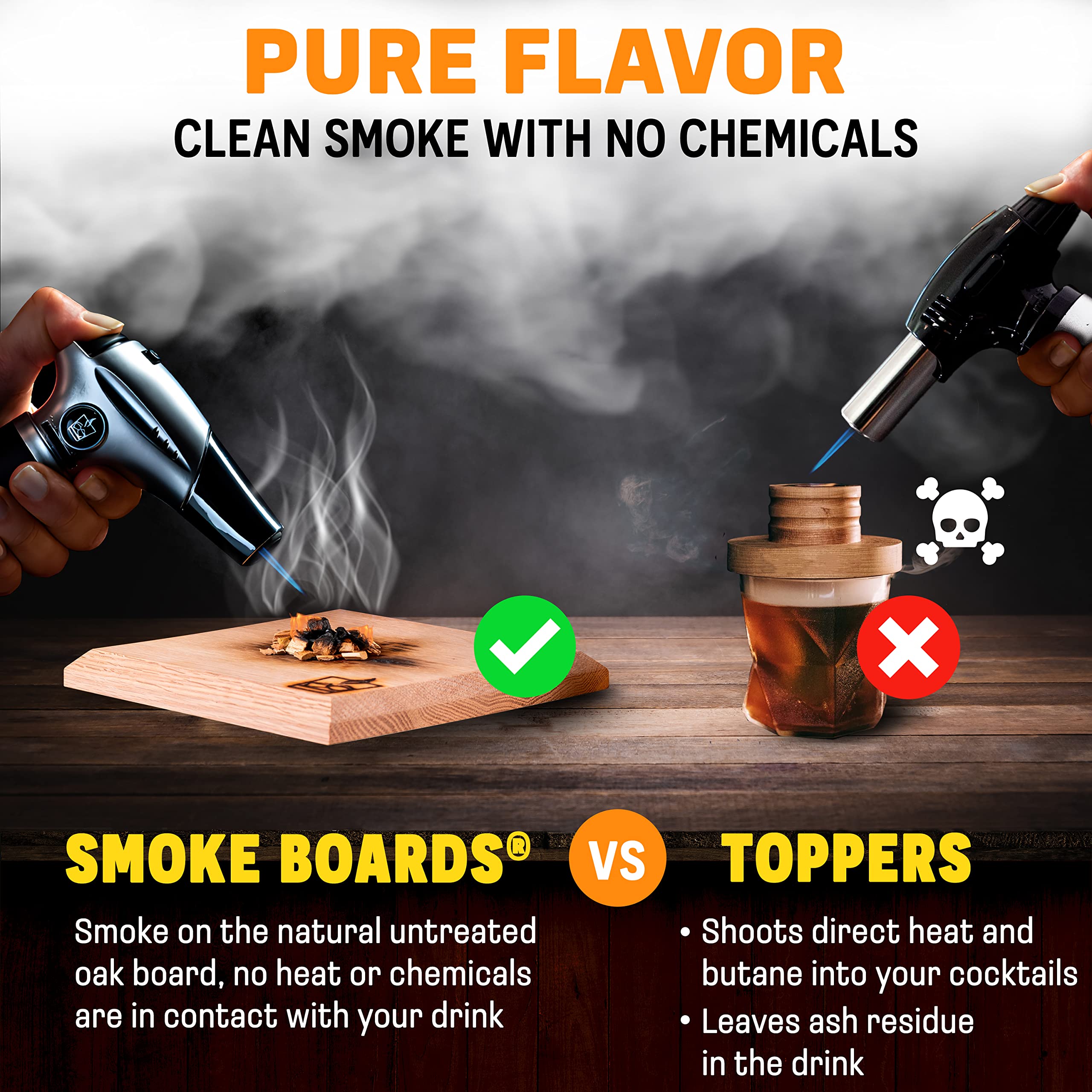 Smoke Boards chalumeau allumé démontrant contrôle précis de la fumée