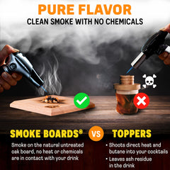 Smoke Boards chalumeau allumé démontrant contrôle précis de la fumée