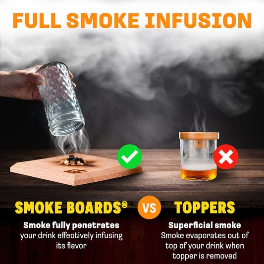 Smoke Boards planche en chêne blanc artisanale offrant une fumée concentrique