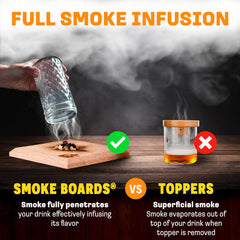 Smoke Boards planche en chêne blanc artisanale offrant une fumée concentrique