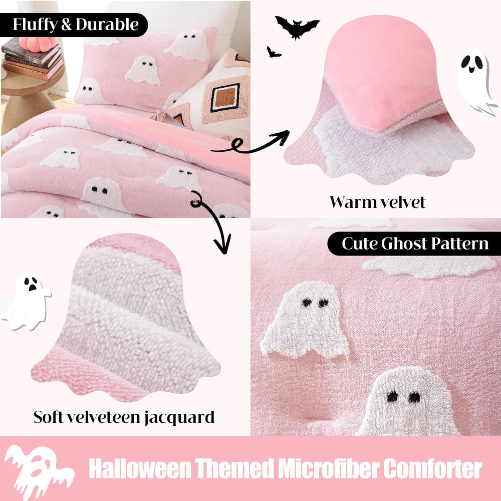 Smoofy couette installée sur lit pour décor Halloween chaleureux