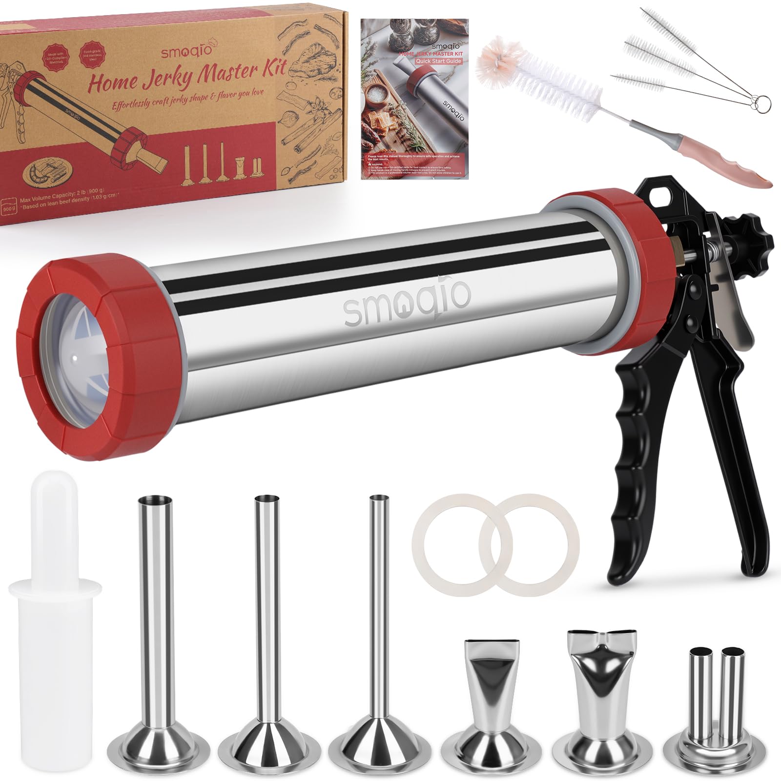 SMOQIO pistolet à jerky vue de face montrant finition inox et robustesse