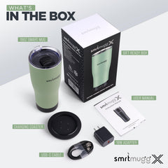 SmrtMugg X écran LCD affichant température et autonomie pour contrôle instantané