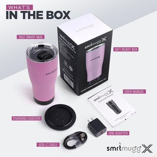 SmrtMugg écran LCD affichant température et batterie pour contrôle instantané