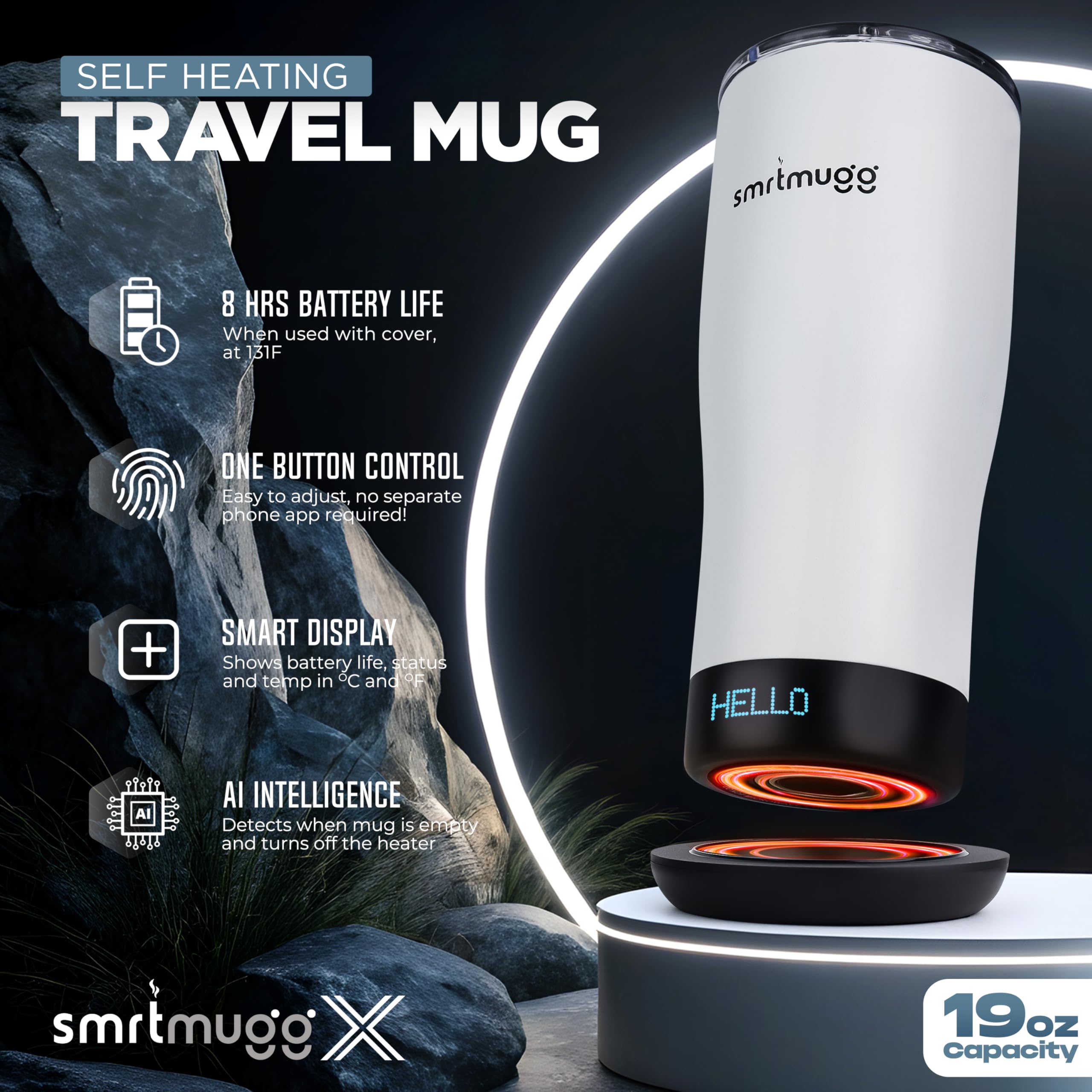 SmrtMugg X couvercle magnétique en gros plan pour ouverture facile