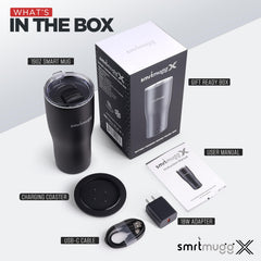SmrtMugg X écran LCD affichant température et niveau de batterie pour contrôle précis