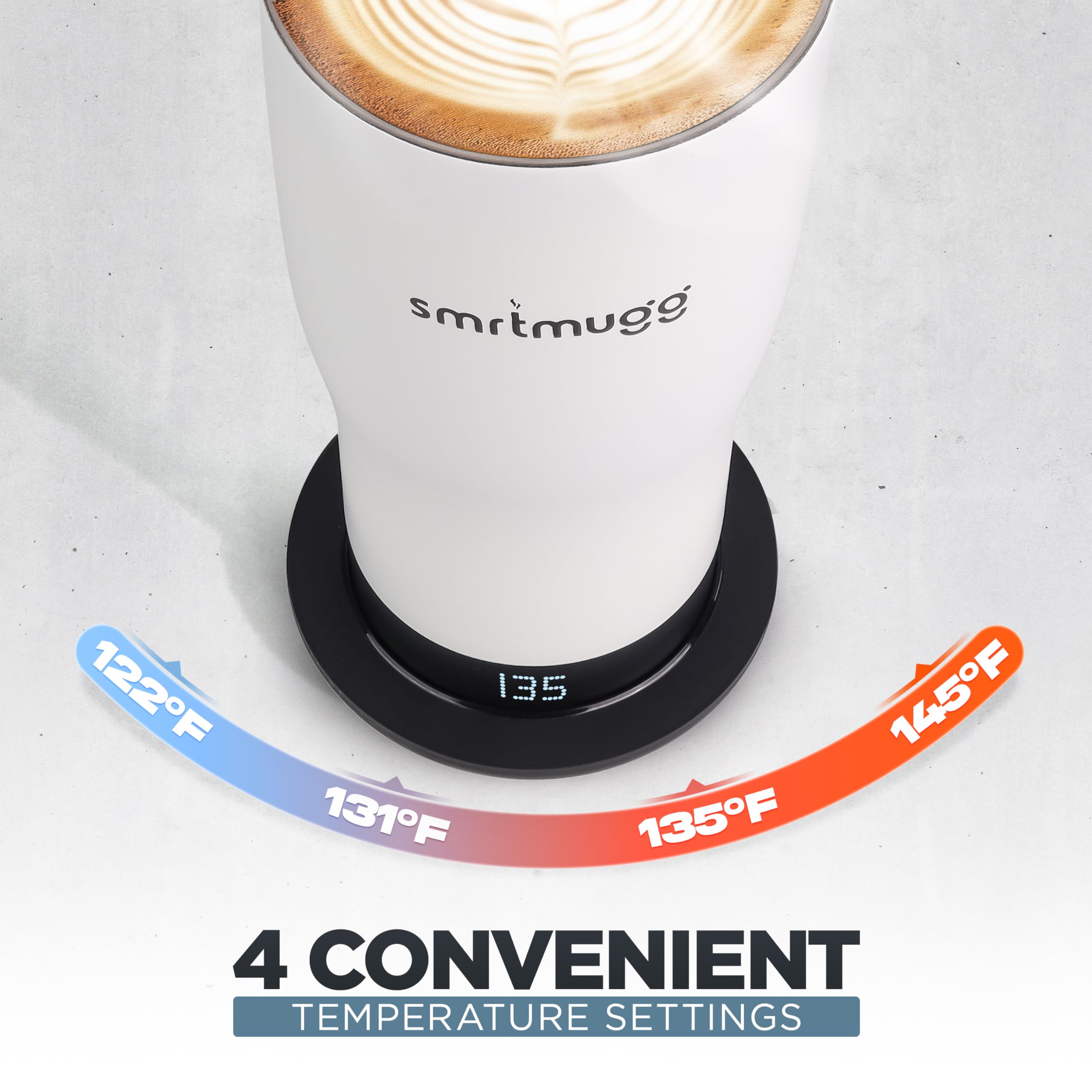 SmrtMugg X posé sur socle de charge pour recharge rapide