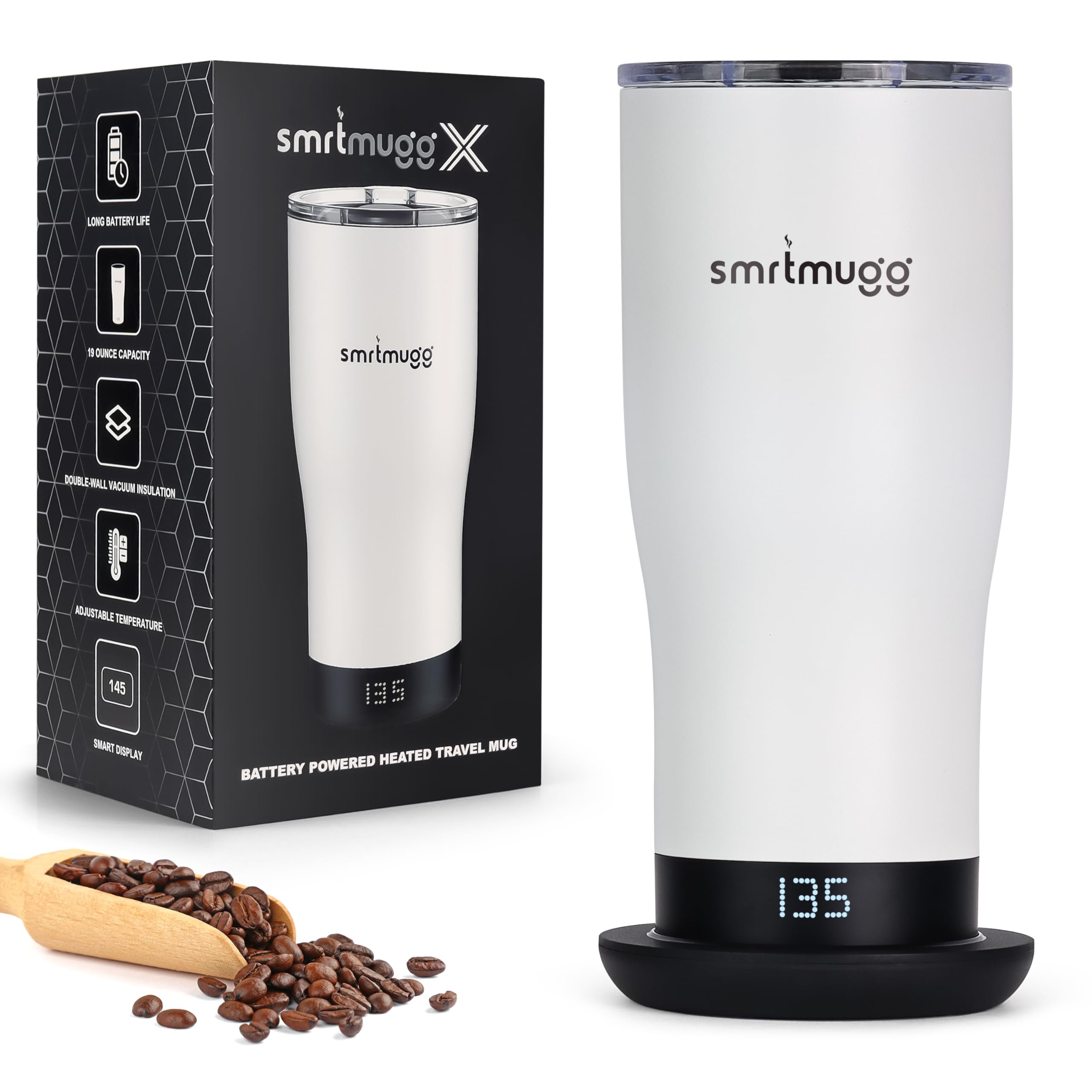 SmrtMugg X vue face noire montrant forme ergonomique et capacité