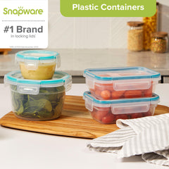 Snapware gros plan sur le couvercle à 4 verrous garantissant une fermeture hermétique
