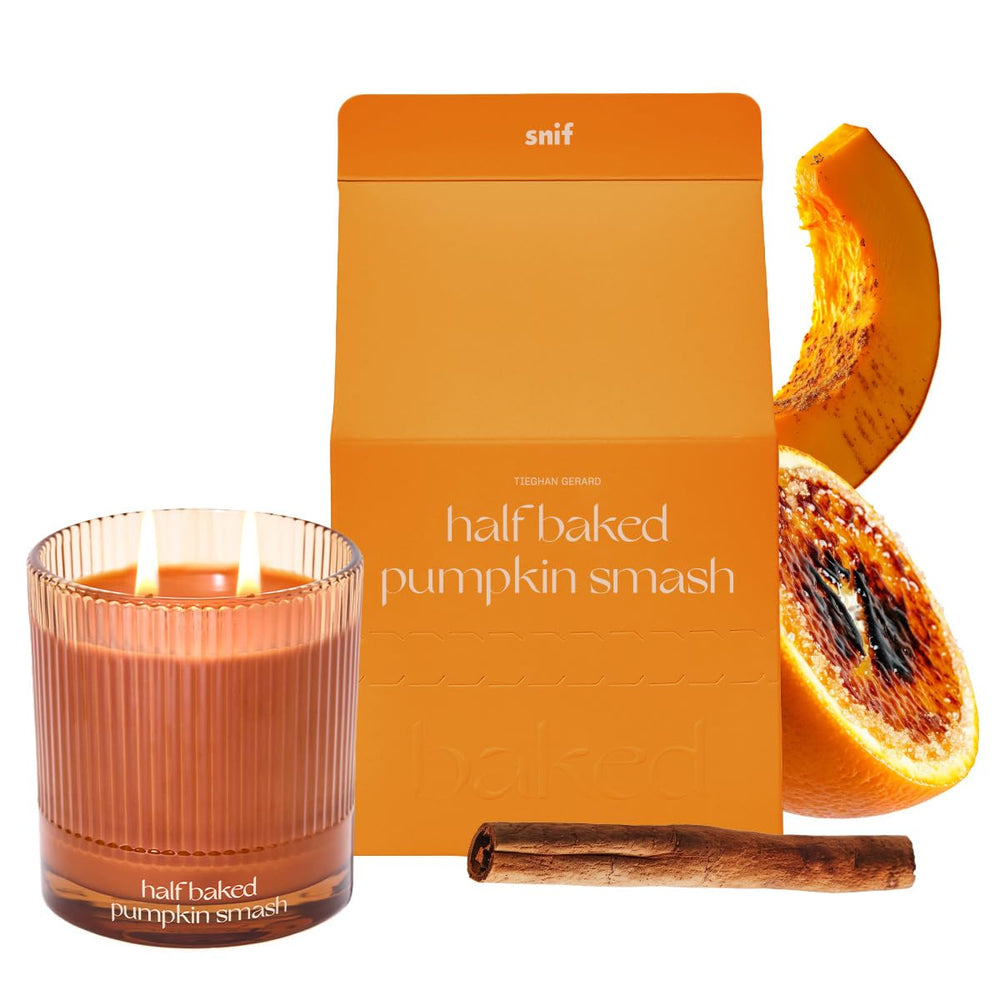 Bougie Snif Half Baked Pumpkin Smash vue avant montrant le design; chaleur instantanée
