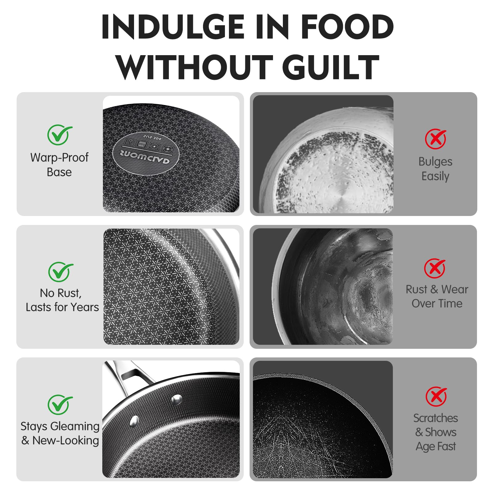 SNOWCLAD intérieur nonadhésif d'une casserole facilitant cuisson sans accroche