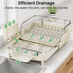 SNTD égouttoir en usage avec assiettes et verres séchants rapidement