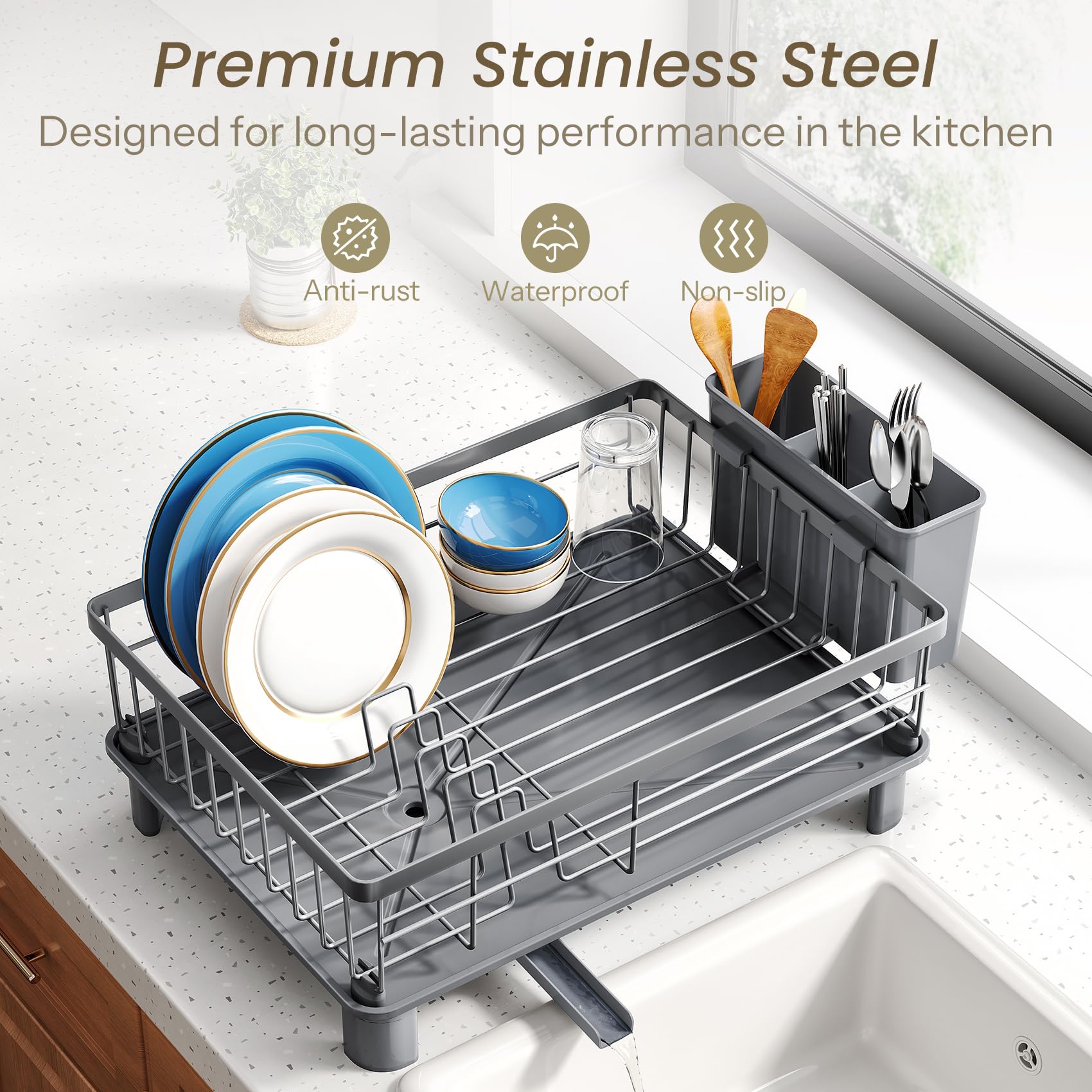 SNTD porte-ustensiles amovible avec trois compartiments pour organisation