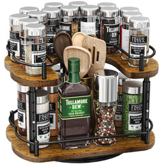 SNTD vue face avant du Lazy Susan en bois montrant finition et gain d'espace