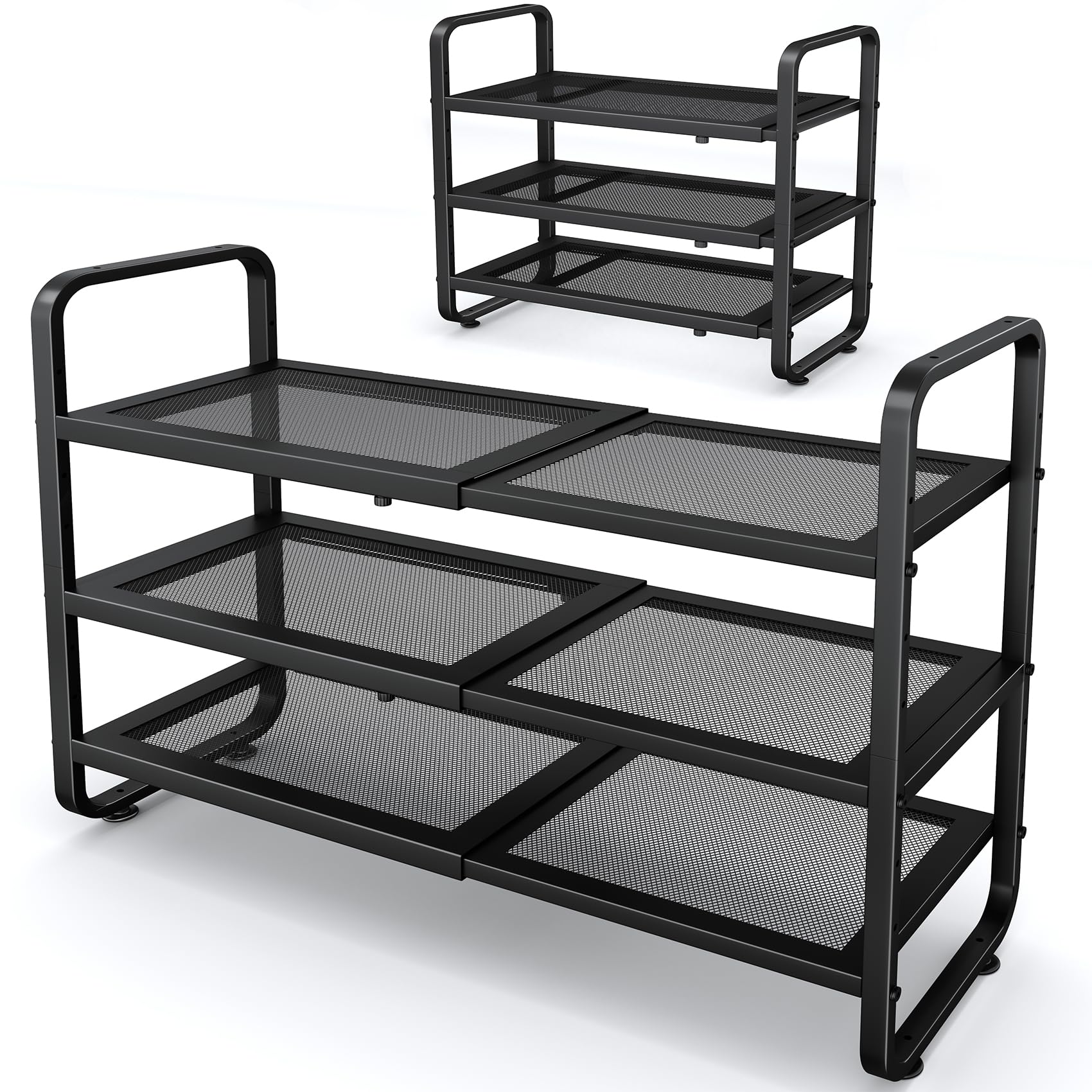 SNTD vue de face du range-chaussures noir montrant organisation et gain d'espace
