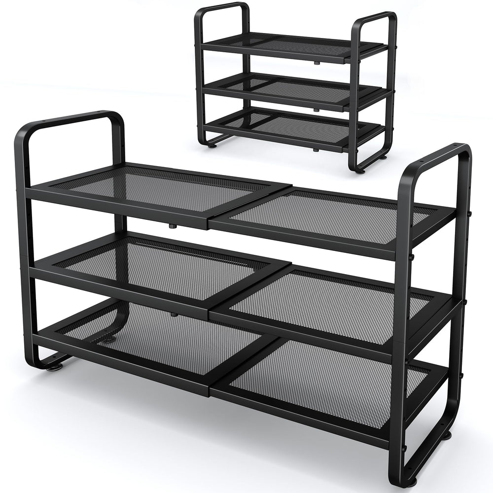 SNTD vue de face du range-chaussures noir montrant organisation et gain d'espace
