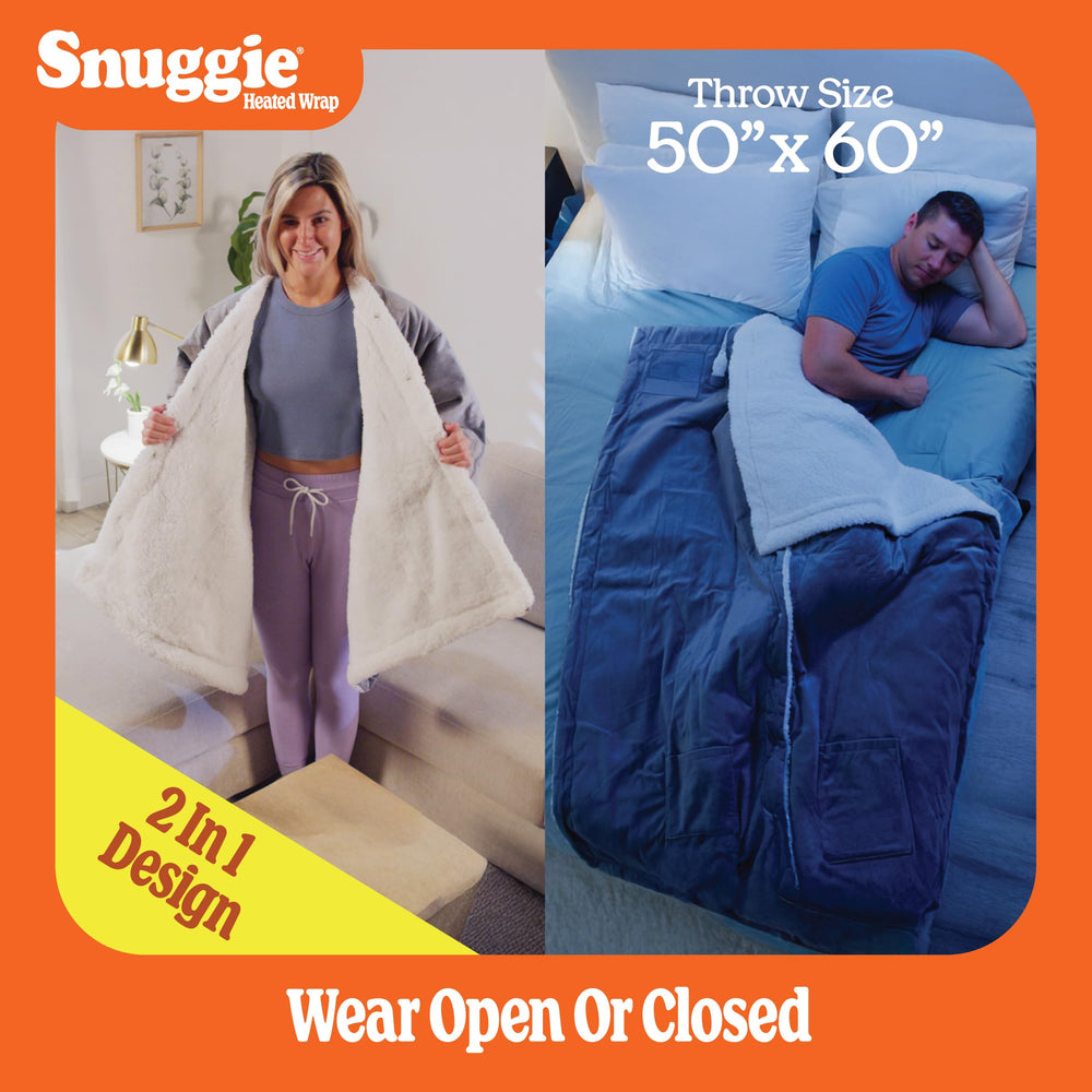Snuggie comparaison taille avec personne illustrant couverture 50x60 pratique