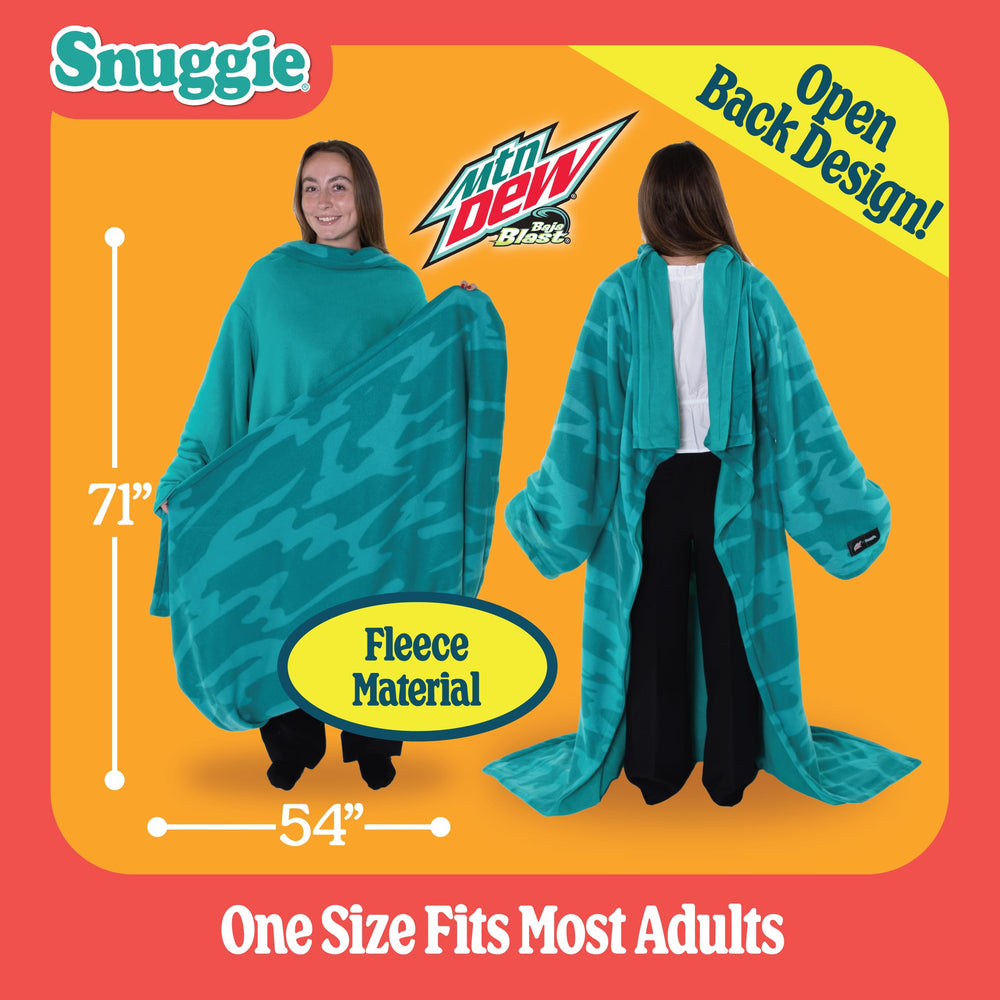Comparaison d'échelle Snuggie sur personne montrant taille 71x54" Snuggie utile