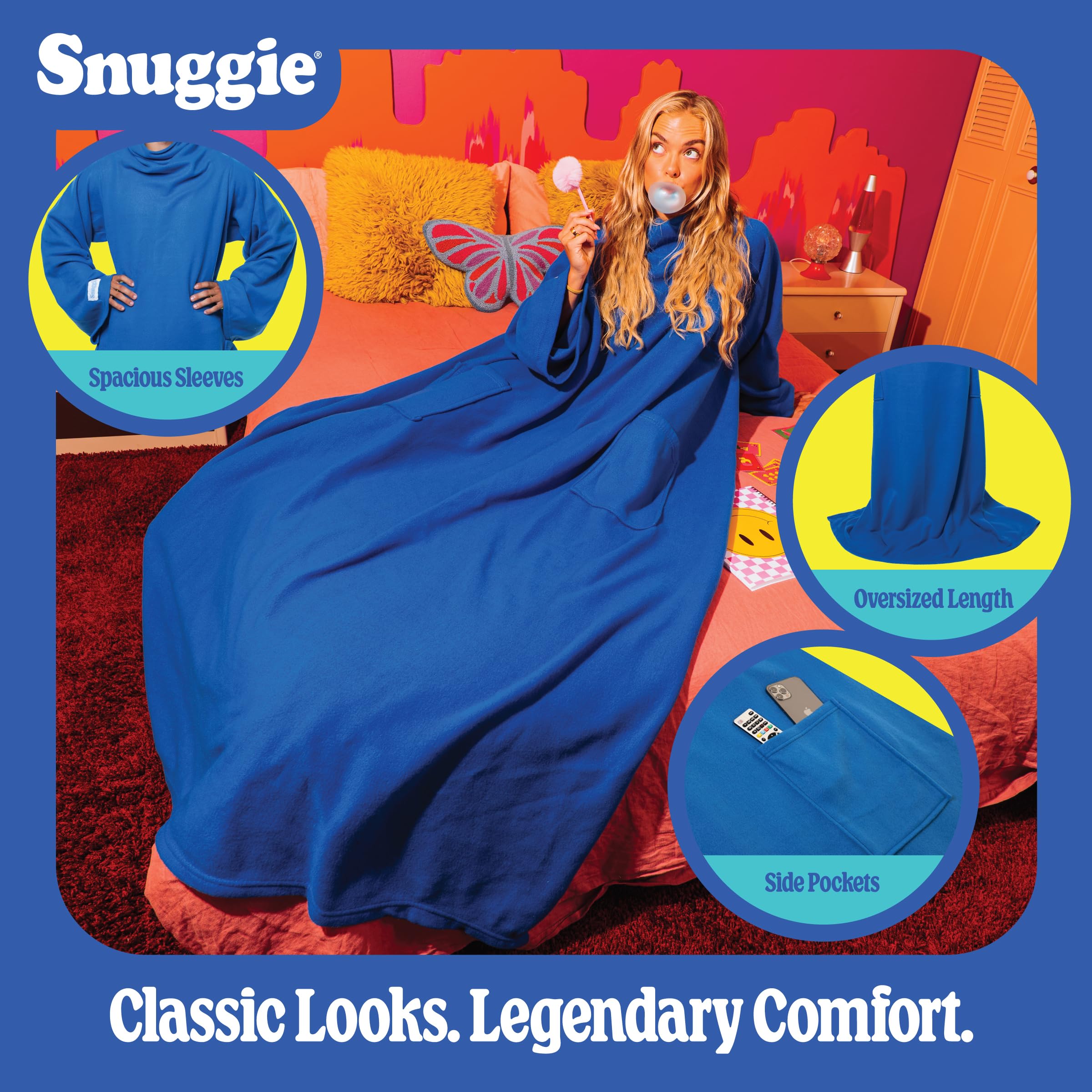 Snuggie gros plan sur manche, Snuggie offrant liberté de mouvement