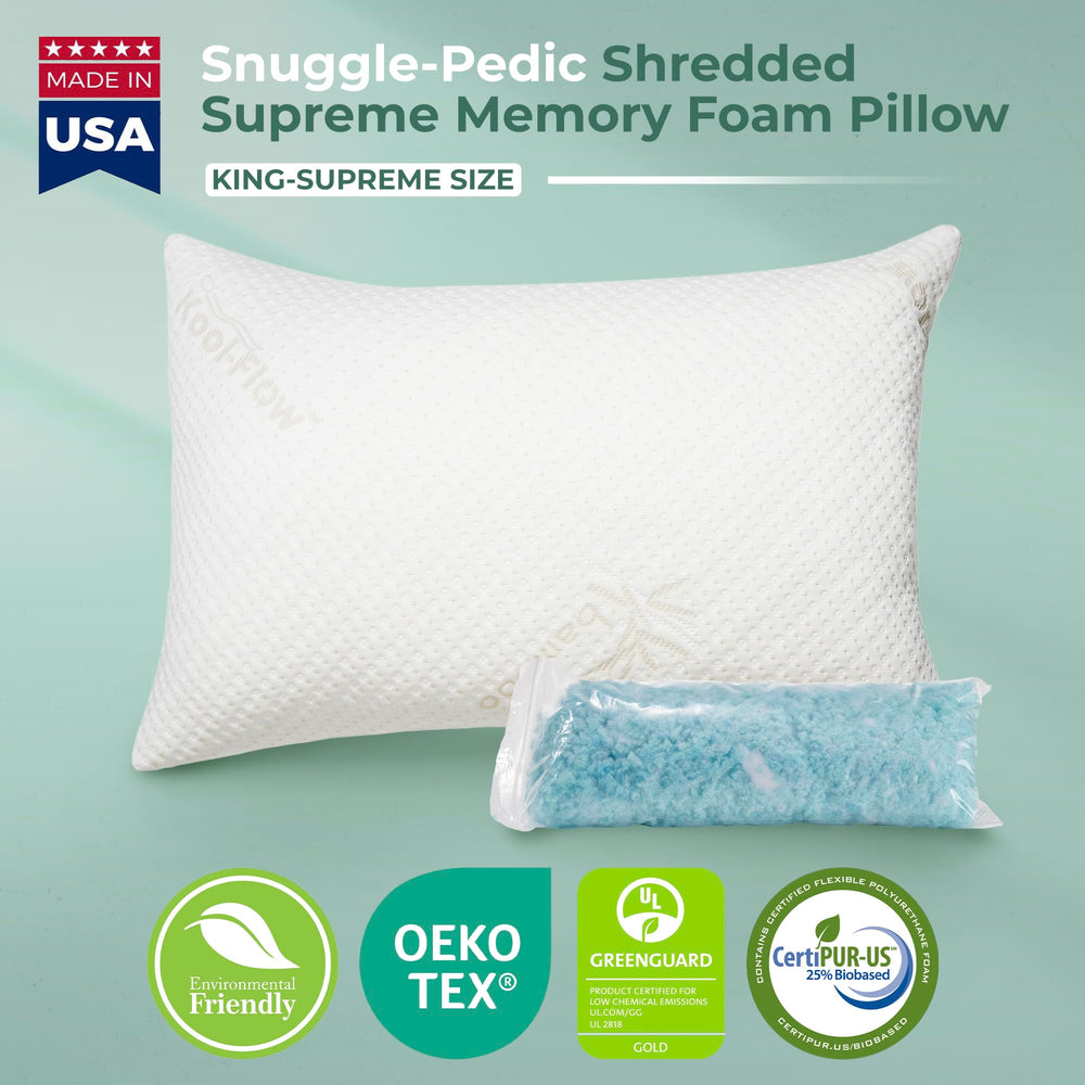 Snuggle-Pedic gros plan mousse déchiquetée montrant aération et soutien