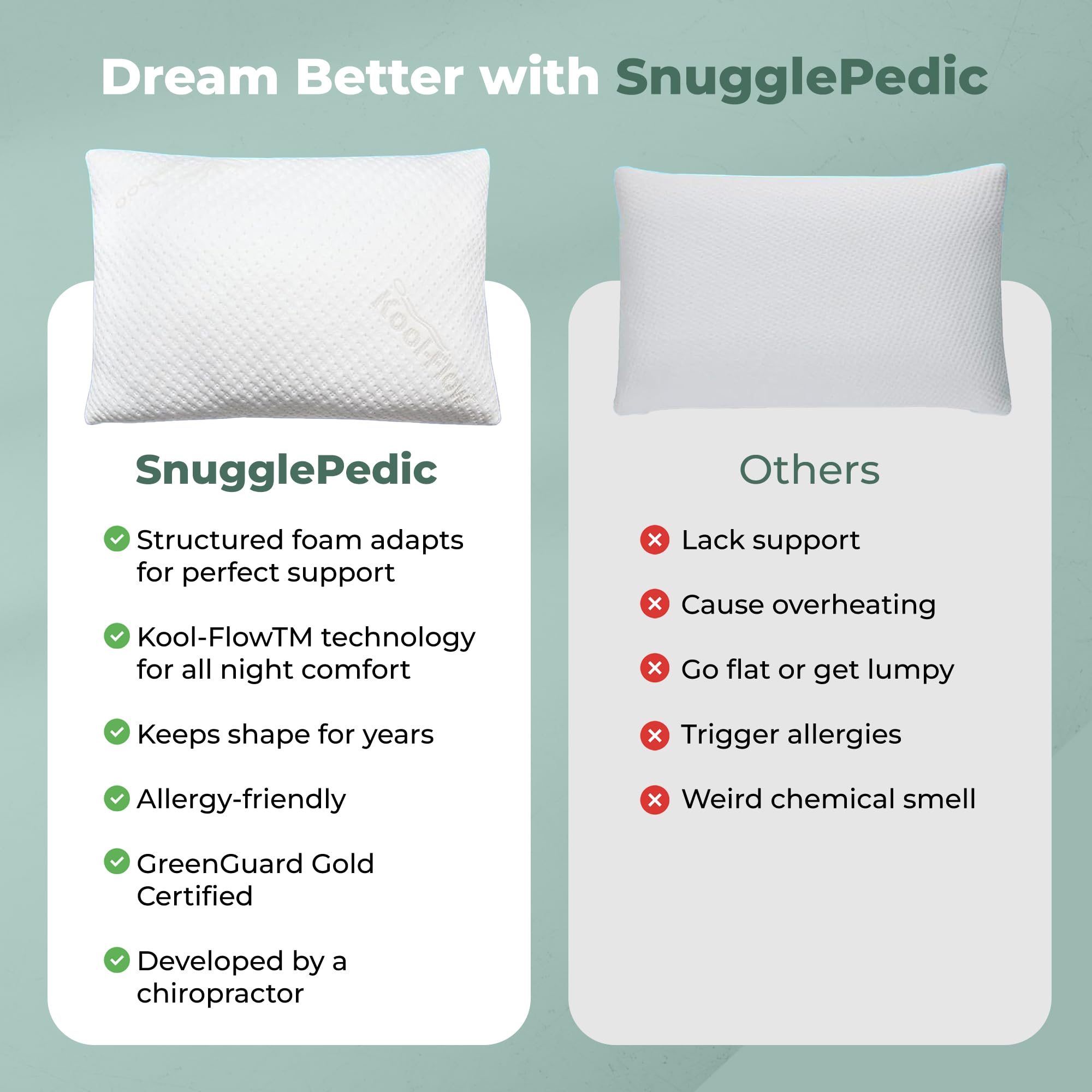 Snuggle-Pedic étiquette fabrication USA gage de qualité et durabilité