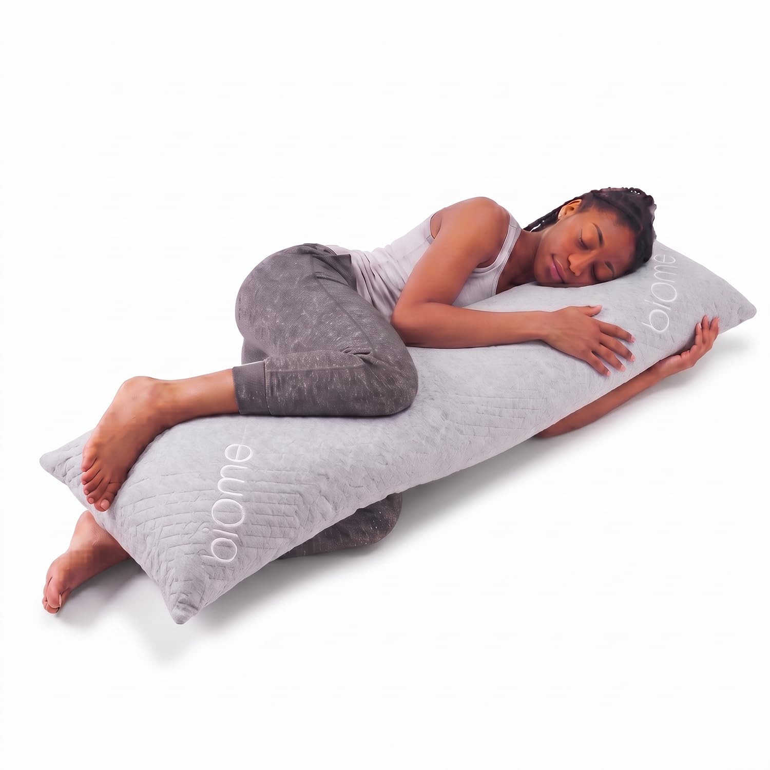 Snuggle-Pedic vue avant du coussin corps montrant forme et dimensions pour soutien complet