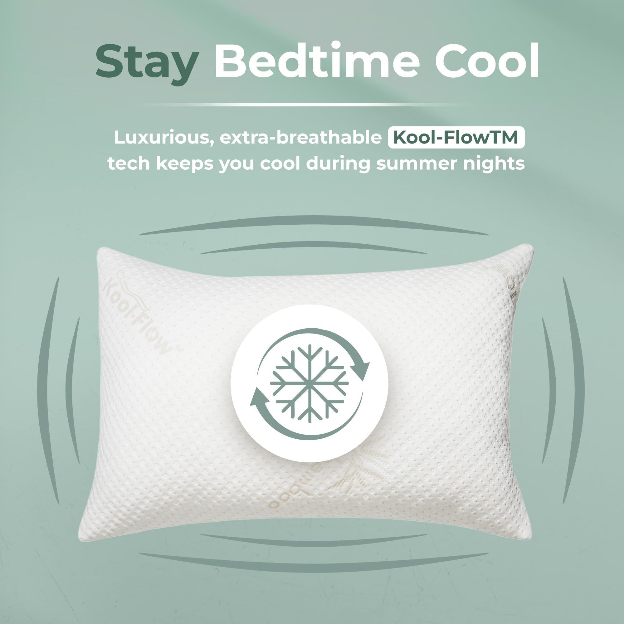 Snuggle-Pedic oreiller posé sur lit, maintien optimal pour dorsaux
