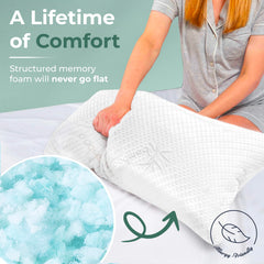 Snuggle-Pedic oreiller posé sur lit king, ambiance reposante et maintien