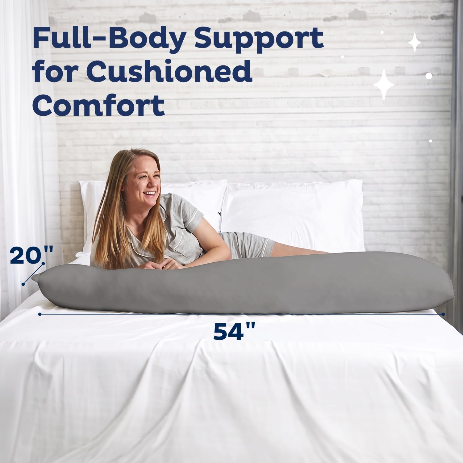 Snuggle-Pedic coussin utilisé au lit pour maintien jambes et hanches