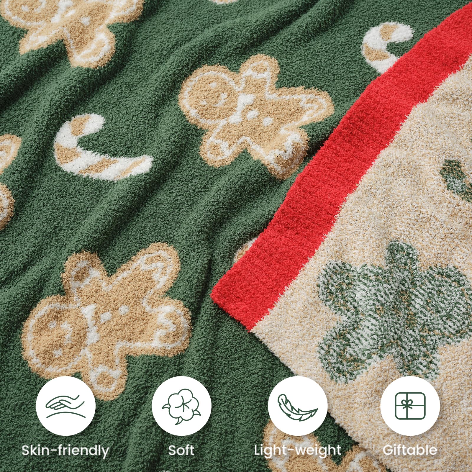 Snuggle Sac plaid posé sur canapé apportant ambiance de Noël et confort