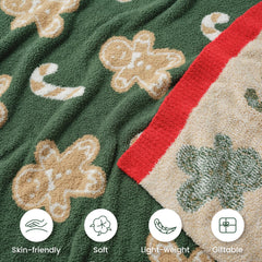 Snuggle Sac plaid posé sur canapé apportant ambiance de Noël et confort