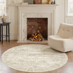 Soalmost tapis rond face avant beige montrant style et confort