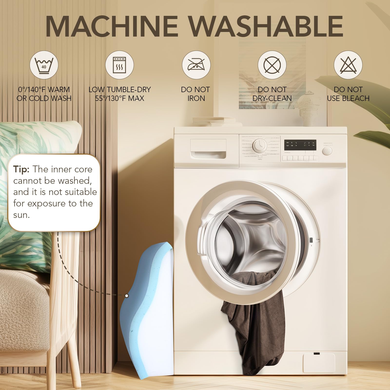 SofGlowly housse zippée amovible pour lavage facile