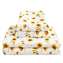 Softan parure draps face avant montrant imprimé tournesol et allure cosy