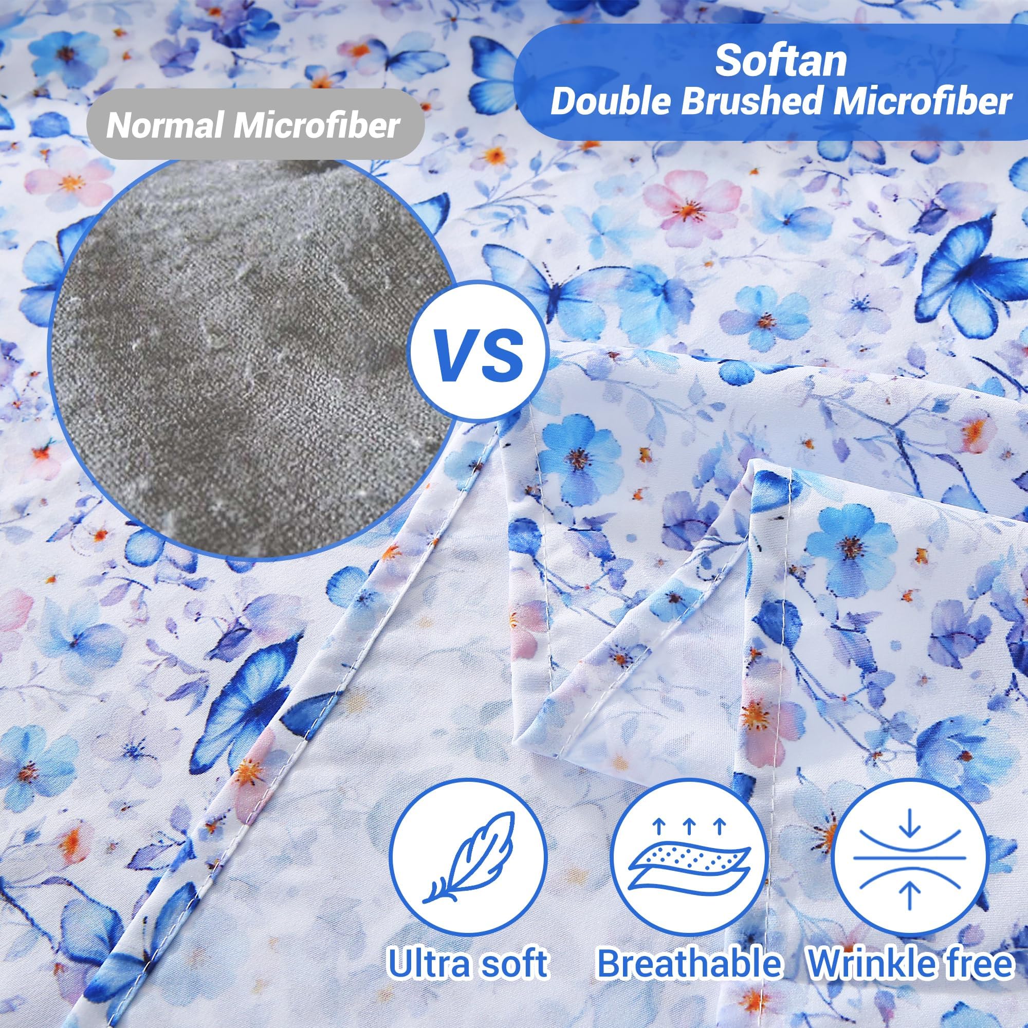 Softan drap plat et taies étendues visualisant taille complète pratique