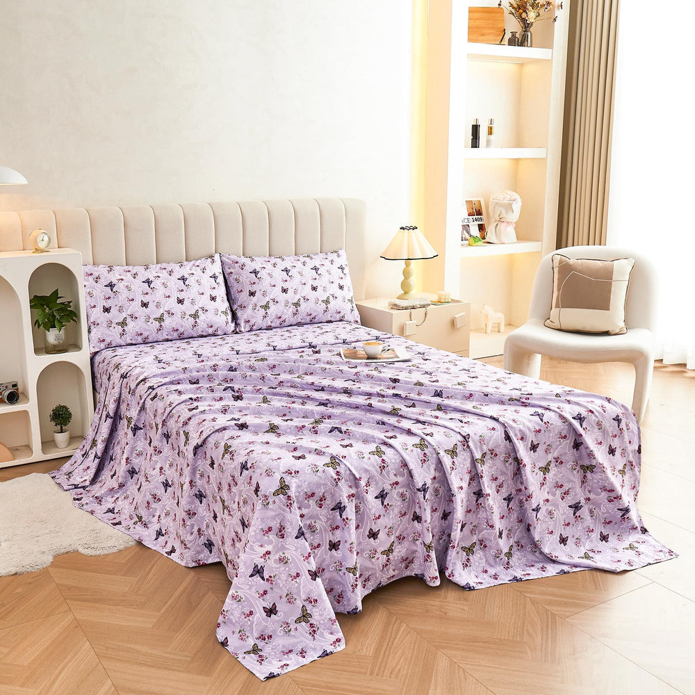 Softan mise en scène chambre violet montrant ambiance relaxante