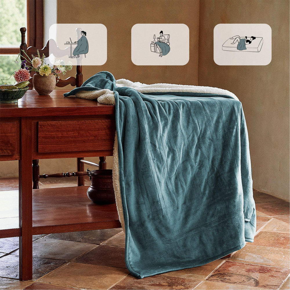 SOGANASA plaid plié montrant taille 50x60 pouces pour une personne
