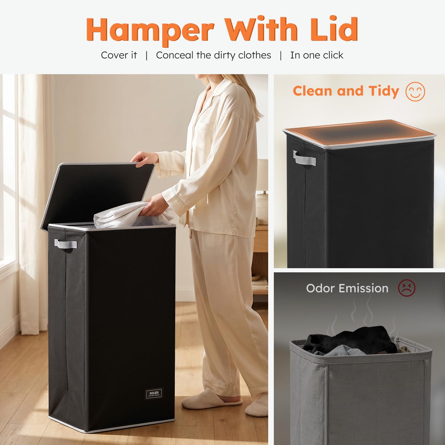 SOLEDI panier plié rangé sous un lit pour gain de place immédiat
