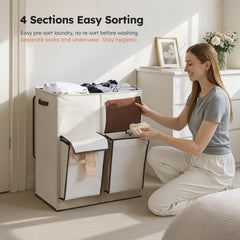 SOLEDI trieur quatre sections ouvert, facilite le pré-tri du linge