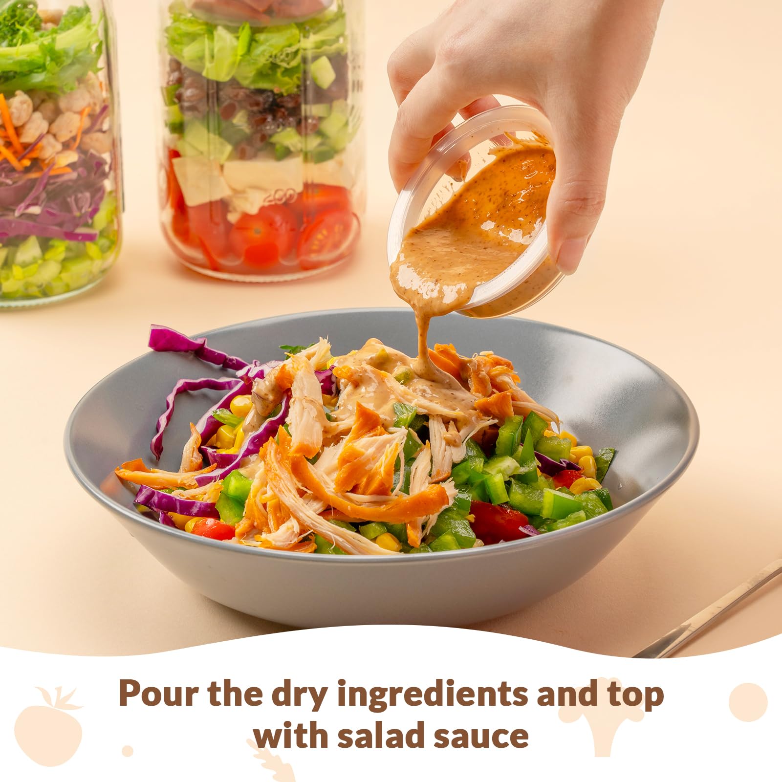 Comparaison de taille SOLIGT à la main, capacité 32oz pratique pour portions