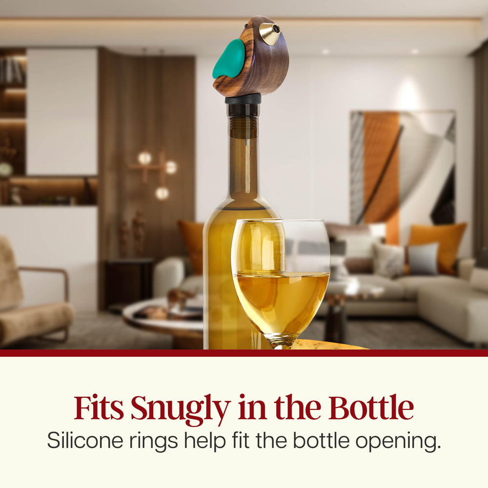 SONGBIRD SPECIALTIES bec en action sur bouteille, versement précis et propre