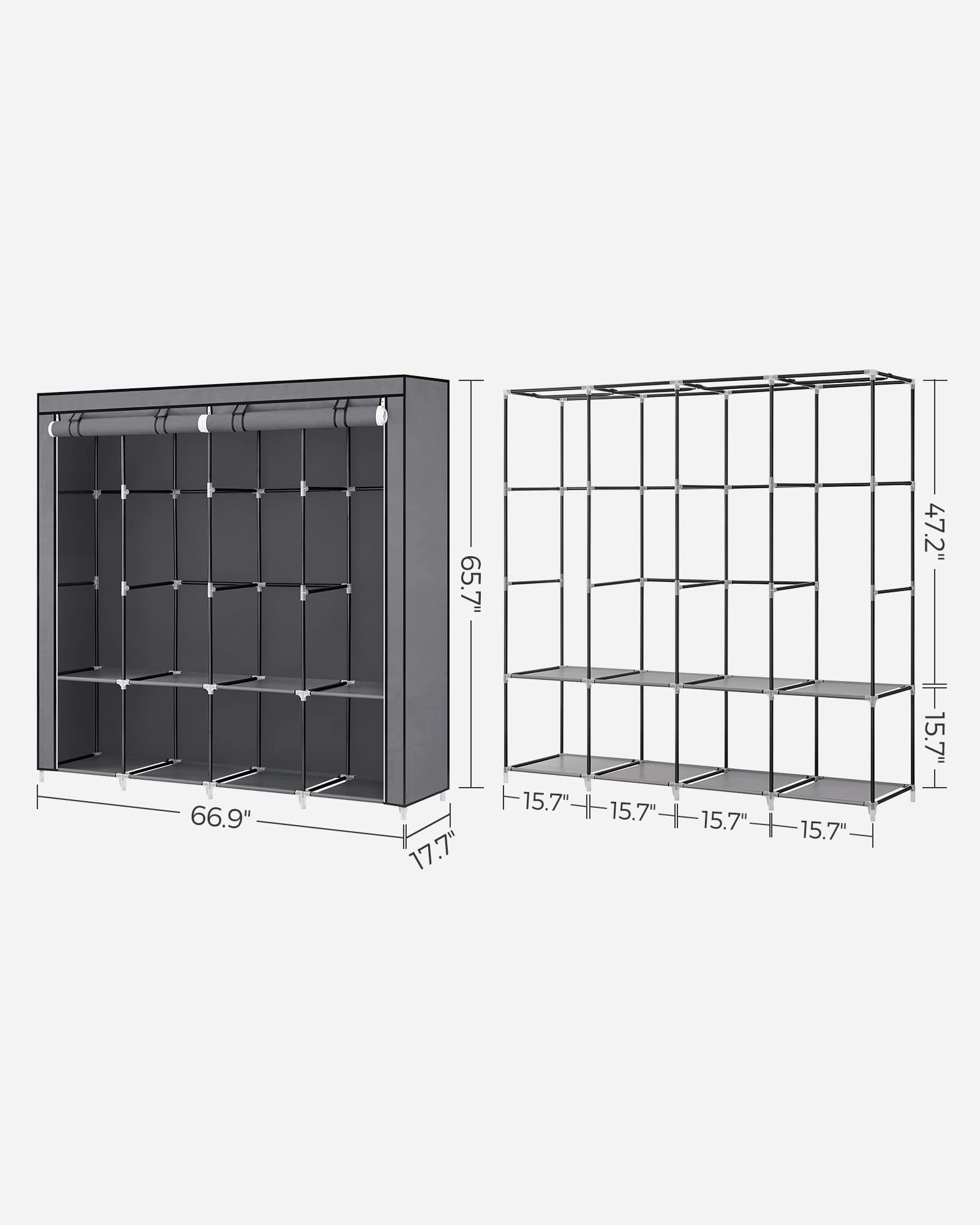 SONGMICS quatre tringles avec manteaux et chemises pour organisation par type