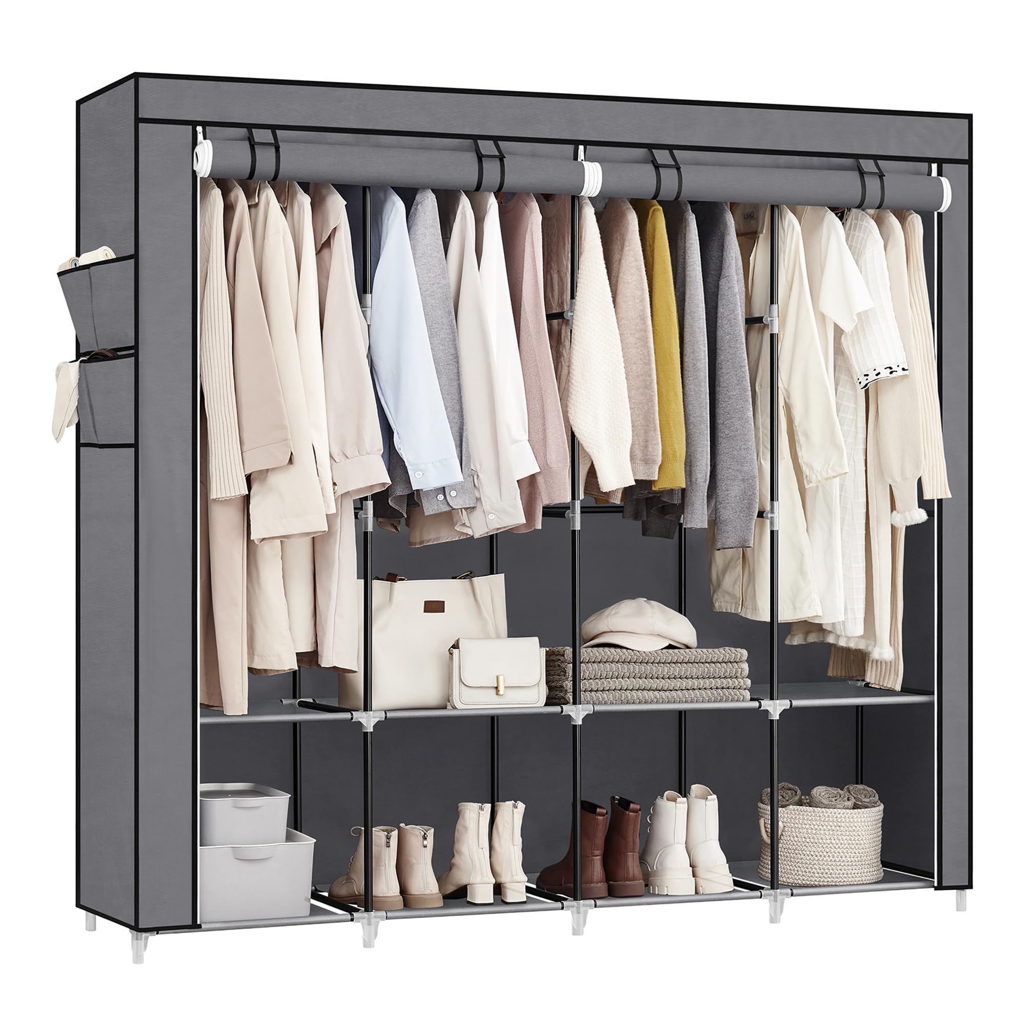 SONGMICS armoire portable vue frontale montrant capacité et housse protectrice