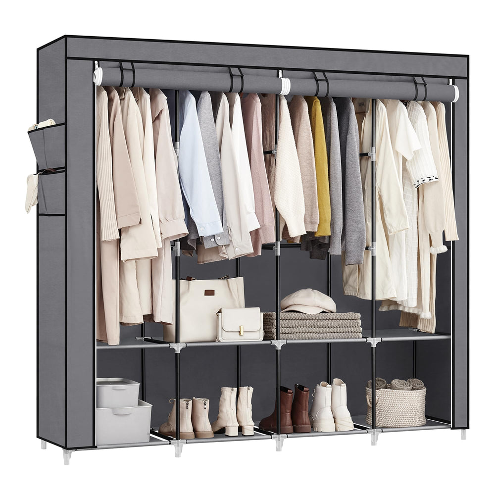 SONGMICS armoire portable vue frontale montrant capacité et housse protectrice